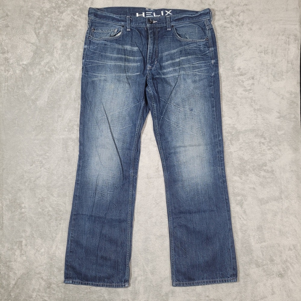Helix Jeans Mens 36x32 Blue Slim Boot Medium Wash 100% Cotton N56 Denim